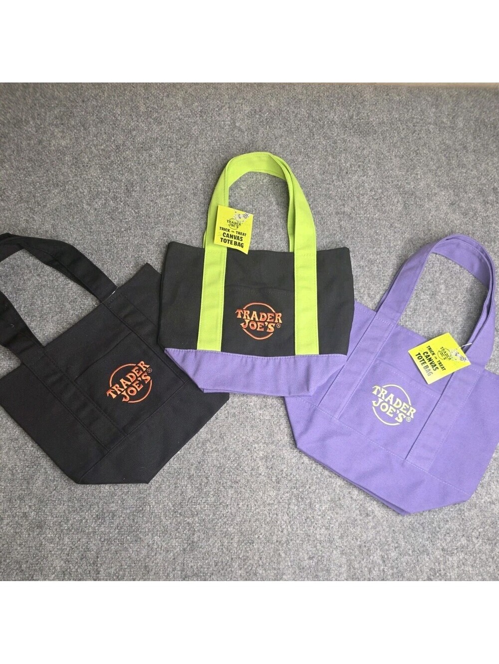 NWT Trader Joe's Halloween Mini Canvas Tote Bag Limited Edition Trick or Treat